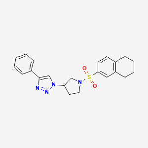 molecular formula C22H24N4O2S B2506252 4-Phenyl-1-[1-(5,6,7,8-Tetrahydronaphthalin-2-sulfonyl)pyrrolidin-3-yl]-1H-1,2,3-Triazol CAS No. 2034264-80-5