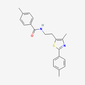 molecular formula C21H22N2OS B2506266 4-methyl-N-{2-[4-methyl-2-(4-methylphenyl)-1,3-thiazol-5-yl]ethyl}benzamide CAS No. 893997-61-0