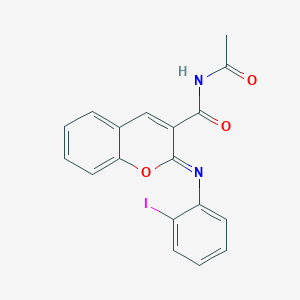 molecular formula C18H13IN2O3 B2506267 (2Z)-N-acetyl-2-[(2-iodophenyl)imino]-2H-chromene-3-carboxamide CAS No. 2415641-88-0