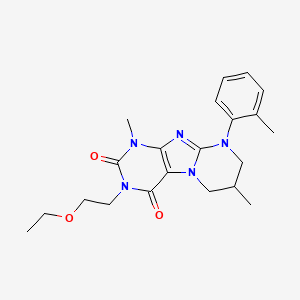 molecular formula C21H27N5O3 B2506269 3-(2-ethoxyethyl)-1,7-dimethyl-9-(2-methylphenyl)-7,8-dihydro-6H-purino[7,8-a]pyrimidine-2,4-dione CAS No. 876901-26-7