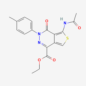 molecular formula C18H17N3O4S B2506278 Ethyl 5-acetamido-4-oxo-3-(p-tolyl)-3,4-dihydrothieno[3,4-d]pyridazine-1-carboxylate CAS No. 155260-05-2