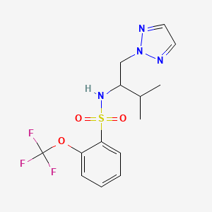 molecular formula C14H17F3N4O3S B2506286 N-(3-甲基-1-(2H-1,2,3-三唑-2-基)丁烷-2-基)-2-(三氟甲氧基)苯磺酰胺 CAS No. 2034246-81-4