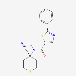 molecular formula C16H15N3OS2 B2506289 N-(4-cyanothian-4-yl)-2-phenyl-1,3-thiazole-5-carboxamide CAS No. 1797029-31-2