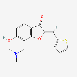 molecular formula C17H17NO3S B2506290 (Z)-7-((二甲氨基)甲基)-6-羟基-4-甲基-2-(噻吩-2-亚甲基)苯并呋喃-3(2H)-酮 CAS No. 903198-10-7