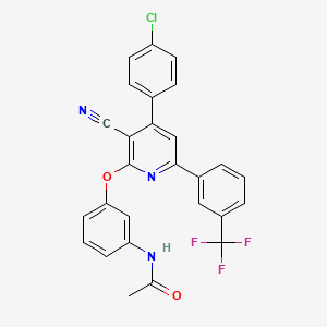 molecular formula C27H17ClF3N3O2 B2506300 N-[3-[4-(4-chlorophenyl)-3-cyano-6-[3-(trifluoromethyl)phenyl]pyridin-2-yl]oxyphenyl]acetamide CAS No. 303984-57-8