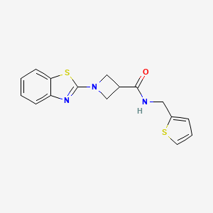 molecular formula C16H15N3OS2 B2506305 1-(1,3-benzothiazol-2-yl)-N-[(thiophen-2-yl)methyl]azetidine-3-carboxamide CAS No. 1286726-27-9