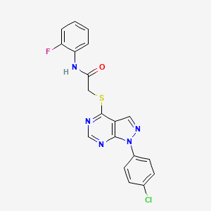 molecular formula C19H13ClFN5OS B2506308 2-{[1-(4-chlorophenyl)-1H-pyrazolo[3,4-d]pyrimidin-4-yl]sulfanyl}-N-(2-fluorophenyl)acetamide CAS No. 848931-79-3