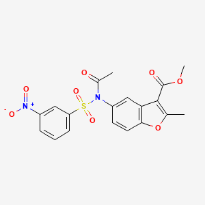 molecular formula C19H16N2O8S B2506312 methyl 2-methyl-5-(N-((3-nitrophenyl)sulfonyl)acetamido)benzofuran-3-carboxylate CAS No. 448213-31-8