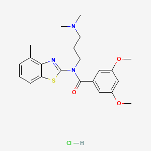 molecular formula C22H28ClN3O3S B2506313 N-(3-(dimethylamino)propyl)-3,5-dimethoxy-N-(4-methylbenzo[d]thiazol-2-yl)benzamide hydrochloride CAS No. 1215319-42-8
