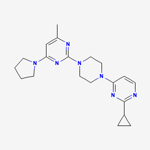 molecular formula C20H27N7 B2506315 2-[4-(2-Cyclopropylpyrimidin-4-yl)piperazin-1-yl]-4-methyl-6-pyrrolidin-1-ylpyrimidine CAS No. 2415570-13-5
