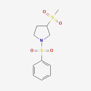 molecular formula C11H15NO4S2 B2506321 3-(Methylsulfonyl)-1-(phenylsulfonyl)pyrrolidine CAS No. 1448133-33-2