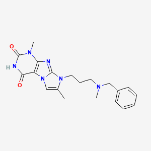 molecular formula C20H24N6O2 B2506323 8-(3-(benzyl(methyl)amino)propyl)-1,7-dimethyl-1H-imidazo[2,1-f]purine-2,4(3H,8H)-dione CAS No. 923152-29-8
