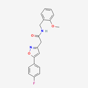 molecular formula C19H17FN2O3 B2506325 2-(5-(4-fluorophenyl)isoxazol-3-yl)-N-(2-methoxybenzyl)acetamide CAS No. 953177-37-2
