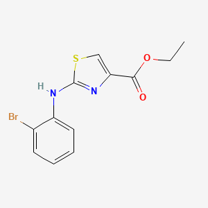 molecular formula C12H11BrN2O2S B2506345 2-(2-Bromoanilino)thiazole-4-carboxylic acid ethyl ester CAS No. 1497270-86-6