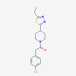 molecular formula C17H20ClN3OS B2506350 2-(4-Chlorophenyl)-1-(4-(5-ethyl-1,3,4-thiadiazol-2-yl)piperidin-1-yl)ethanone CAS No. 1105203-27-7