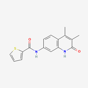 molecular formula C16H14N2O2S B2506351 N-(3,4-dimethyl-2-oxo-1,2-dihydroquinolin-7-yl)thiophene-2-carboxamide CAS No. 1286727-76-1