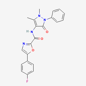 molecular formula C21H17FN4O3 B2506353 N-(1,5-dimethyl-3-oxo-2-phenyl-2,3-dihydro-1H-pyrazol-4-yl)-5-(4-fluorophenyl)oxazole-2-carboxamide CAS No. 1795298-07-5