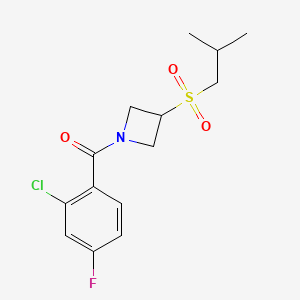 molecular formula C14H17ClFNO3S B2506360 (2-Chloro-4-fluorophenyl)(3-(isobutylsulfonyl)azetidin-1-yl)methanone CAS No. 1797177-55-9