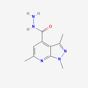 molecular formula C10H13N5O B2506361 1,3,6-trimethyl-1H-pyrazolo[3,4-b]pyridine-4-carbohydrazide CAS No. 886496-12-4