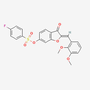 molecular formula C23H17FO7S B2506375 (Z)-2-(2,3-dimethoxybenzylidene)-3-oxo-2,3-dihydrobenzofuran-6-yl 4-fluorobenzenesulfonate CAS No. 929472-75-3