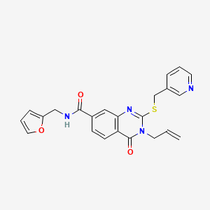 molecular formula C23H20N4O3S B2506376 N-(呋喃-2-基甲基)-4-氧代-3-丙-2-烯基-2-(吡啶-3-基甲基硫烷基)喹唑啉-7-甲酰胺 CAS No. 422530-70-9