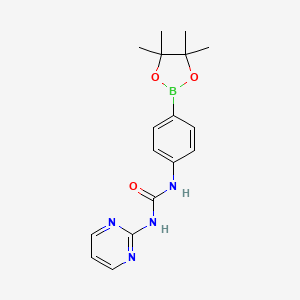 molecular formula C17H21BN4O3 B2506377 1-(嘧啶-2-基)-3-(4-(4,4,5,5-四甲基-1,3,2-二氧杂硼环-2-基)苯基)脲 CAS No. 874298-03-0