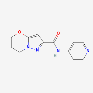 molecular formula C12H12N4O2 B2506379 N-(吡啶-4-基)-6,7-二氢-5H-吡唑并[5,1-b][1,3]恶嗪-2-甲酰胺 CAS No. 1448125-50-5