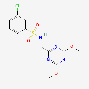 molecular formula C12H13ClN4O4S B2506382 3-chloro-N-((4,6-dimethoxy-1,3,5-triazin-2-yl)methyl)benzenesulfonamide CAS No. 2034356-99-3