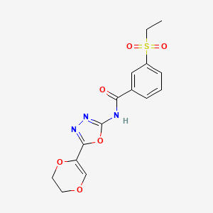 molecular formula C15H15N3O6S B2506393 N-[5-(2,3-dihydro-1,4-dioxin-5-yl)-1,3,4-oxadiazol-2-yl]-3-ethylsulfonylbenzamide CAS No. 886923-90-6