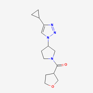 molecular formula C14H20N4O2 B2506399 (3-(4-cyclopropyl-1H-1,2,3-triazol-1-yl)pyrrolidin-1-yl)(tetrahydrofuran-3-yl)methanone CAS No. 2034613-25-5
