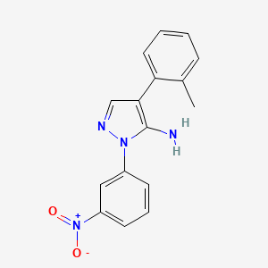 molecular formula C16H14N4O2 B2506407 4-(2-甲苯基)-1-(3-硝基苯基)-1H-吡唑-5-胺 CAS No. 324009-01-0