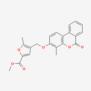 molecular formula C22H18O6 B2506408 Methyl 5-methyl-4-[(4-methyl-6-oxobenzo[c]chromen-3-yl)oxymethyl]furan-2-carboxylate CAS No. 374759-69-0
