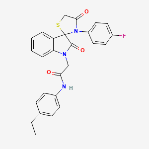 molecular formula C26H22FN3O3S B2506418 N-(4-乙基苯基)-2-(3'-(4-氟苯基)-2,4'-二氧代螺[吲哚啉-3,2'-噻唑烷]-1-基)乙酰胺 CAS No. 894552-79-5