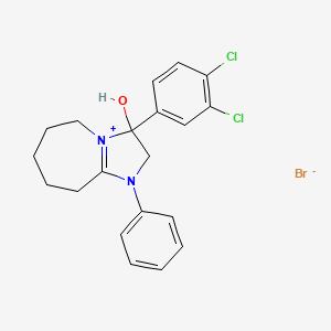 molecular formula C20H21BrCl2N2O B2506419 3-(3,4-dichlorophenyl)-3-hydroxy-1-phenyl-3,5,6,7,8,9-hexahydro-2H-imidazo[1,2-a]azepin-1-ium bromide CAS No. 1106750-14-4