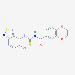 molecular formula C16H11ClN4O3S2 B250642 N-[(5-chloro-2,1,3-benzothiadiazol-4-yl)carbamothioyl]-2,3-dihydro-1,4-benzodioxine-6-carboxamide 