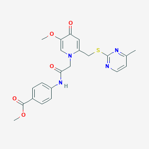 molecular formula C22H22N4O5S B2506421 methyl 4-(2-(5-methoxy-2-(((4-methylpyrimidin-2-yl)thio)methyl)-4-oxopyridin-1(4H)-yl)acetamido)benzoate CAS No. 920200-58-4