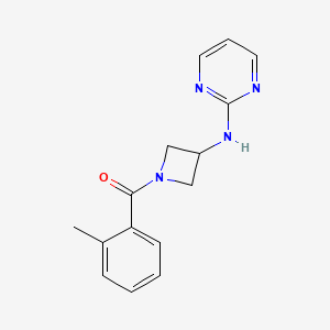 molecular formula C15H16N4O B2506426 (3-(Pyrimidin-2-ylamino)azetidin-1-yl)(o-tolyl)methanone CAS No. 2034222-60-9
