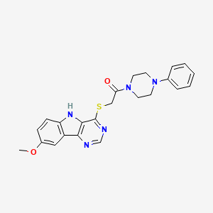 2-((8-methoxy-5H-pyrimido[5,4-b]indol-4-yl)thio)-1-(4-phenylpiperazin-1-yl)ethanone