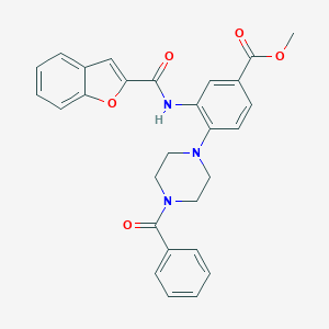molecular formula C28H25N3O5 B250643 Methyl 3-[(1-benzofuran-2-ylcarbonyl)amino]-4-(4-benzoyl-1-piperazinyl)benzoate 