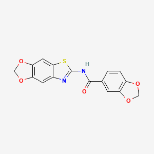 molecular formula C16H10N2O5S B2506435 N-([1,3]dioxolo[4',5':4,5]benzo[1,2-d]thiazol-6-yl)benzo[d][1,3]dioxole-5-carboxamide CAS No. 922085-80-1