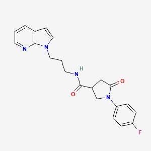 molecular formula C21H21FN4O2 B2506436 N-(3-(1H-pyrrolo[2,3-b]pyridin-1-yl)propyl)-1-(4-fluorophenyl)-5-oxopyrrolidine-3-carboxamide CAS No. 1788830-92-1