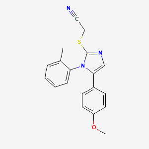 molecular formula C19H17N3OS B2506439 2-((5-(4-甲氧基苯基)-1-(邻甲苯基)-1H-咪唑-2-基)硫代)丙烯腈 CAS No. 1207044-87-8