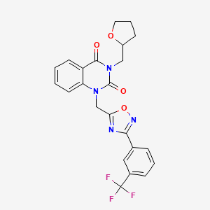 molecular formula C23H19F3N4O4 B2506444 3-((tetrahydrofuran-2-yl)methyl)-1-((3-(3-(trifluoromethyl)phenyl)-1,2,4-oxadiazol-5-yl)methyl)quinazoline-2,4(1H,3H)-dione CAS No. 1105221-37-1