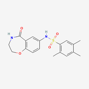 molecular formula C18H20N2O4S B2506446 2,4,5-trimethyl-N-(5-oxo-2,3,4,5-tetrahydrobenzo[f][1,4]oxazepin-7-yl)benzenesulfonamide CAS No. 922554-33-4