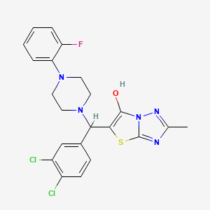 molecular formula C22H20Cl2FN5OS B2506447 5-((3,4-Dichlorophenyl)(4-(2-fluorophenyl)piperazin-1-yl)methyl)-2-methylthiazolo[3,2-b][1,2,4]triazol-6-ol CAS No. 869344-13-8