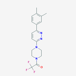 molecular formula C18H19F3N4O B2506454 1-(4-(6-(3,4-Dimethylphenyl)pyridazin-3-yl)piperazin-1-yl)-2,2,2-trifluoroethanone CAS No. 1021070-32-5