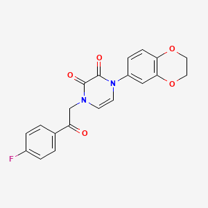 molecular formula C20H15FN2O5 B2506455 1-(2,3-Dihydro-1,4-benzodioxin-6-yl)-4-[2-(4-fluorophenyl)-2-oxoethyl]pyrazine-2,3-dione CAS No. 898409-32-0