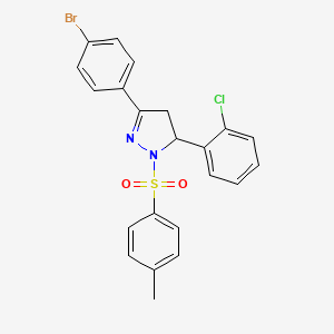 molecular formula C22H18BrClN2O2S B2506456 3-(4-bromophenyl)-5-(2-chlorophenyl)-1-tosyl-4,5-dihydro-1H-pyrazole CAS No. 378212-10-3