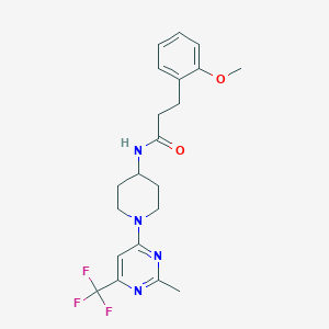 molecular formula C21H25F3N4O2 B2506464 3-(2-甲氧基苯基)-N-{1-[2-甲基-6-(三氟甲基)嘧啶-4-基]哌啶-4-基}丙酰胺 CAS No. 1775363-39-7