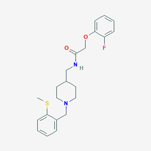 molecular formula C22H27FN2O2S B2506467 2-(2-氟苯氧基)-N-((1-(2-(甲硫基)苄基)哌啶-4-基)甲基)乙酰胺 CAS No. 1235079-14-7